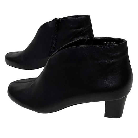 David Tate Fame Soft Leather Ankle Bootie Womens Size 8 M Black Heels Academia - Picture 4 of 7